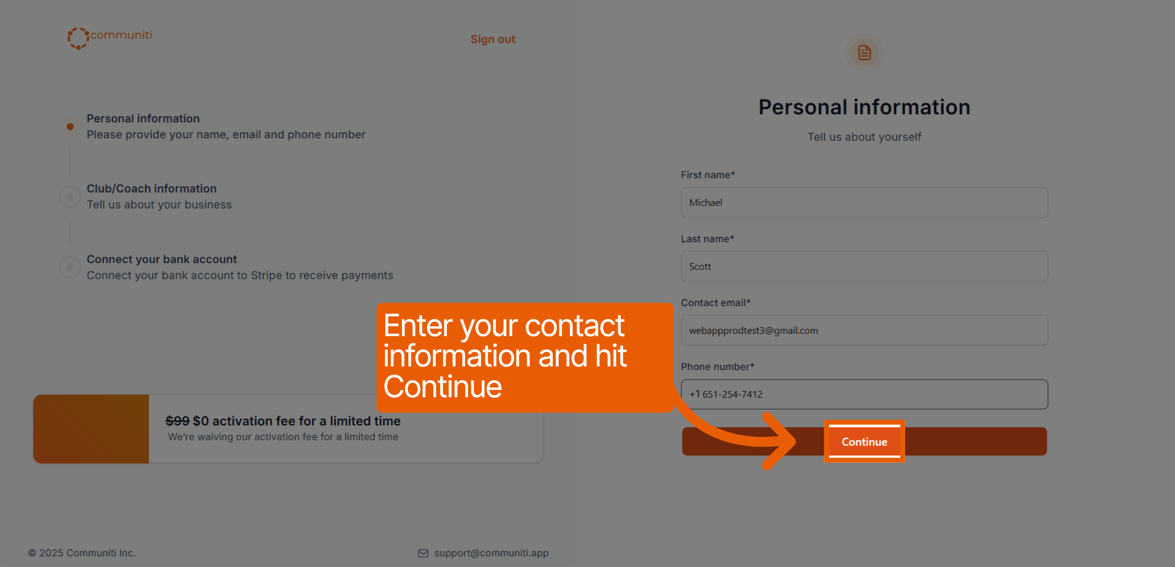 Click Continue Button