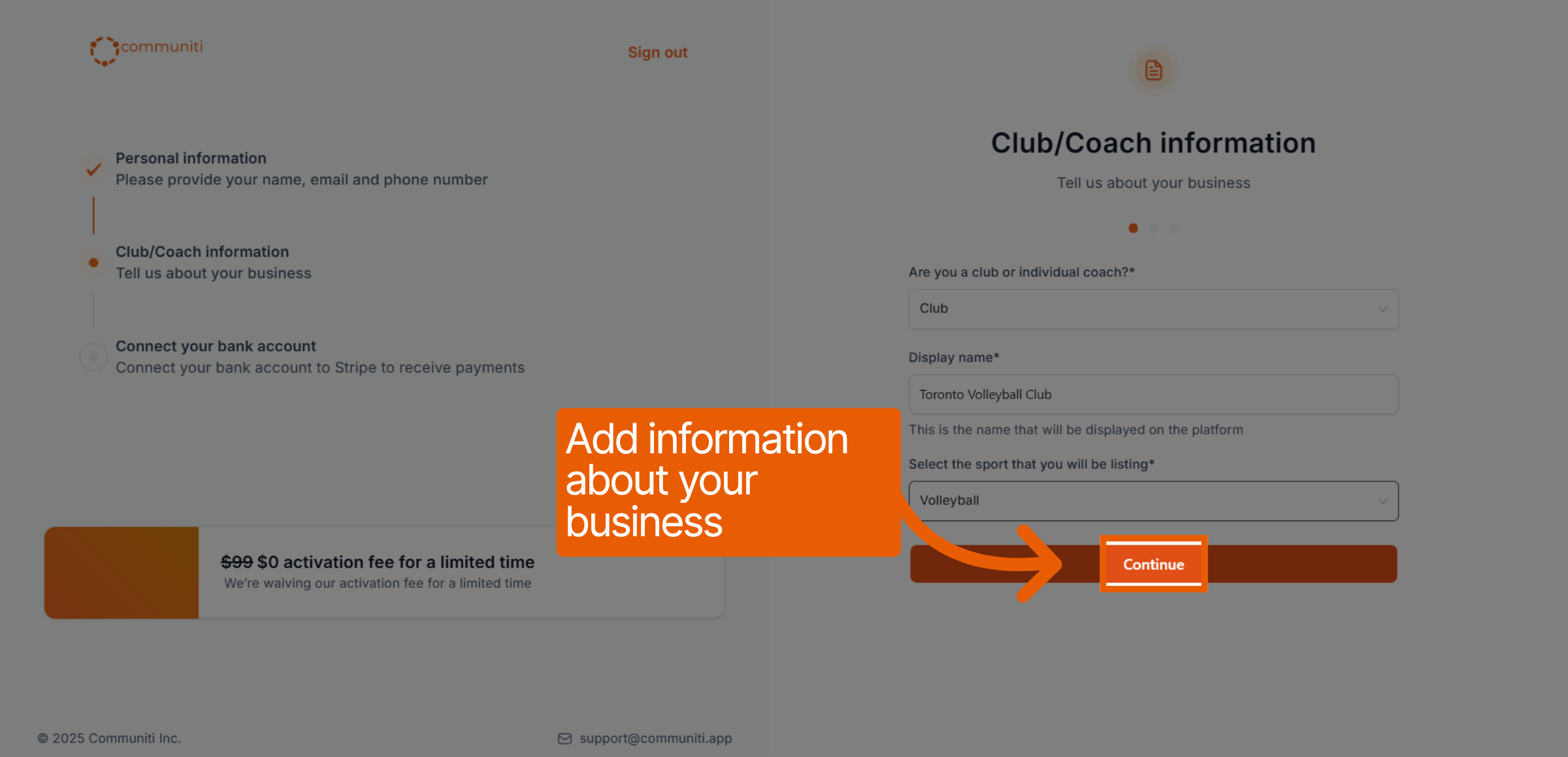 Click Continue Button
