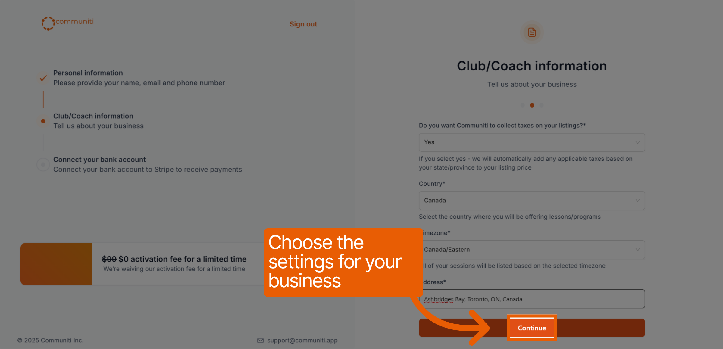 Click Continue Button
