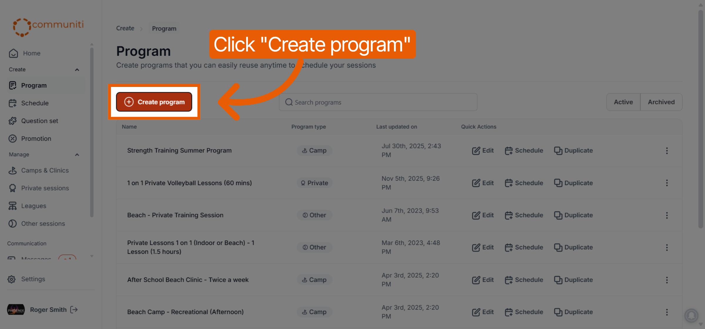 Initiate Program Creation