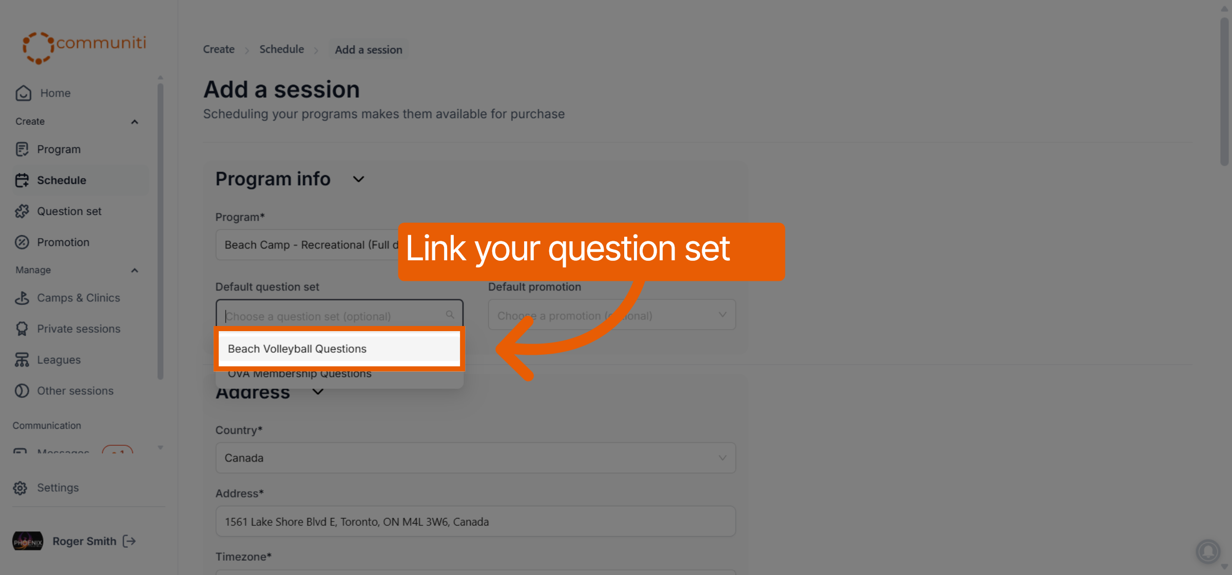 Choose Question Set for Session