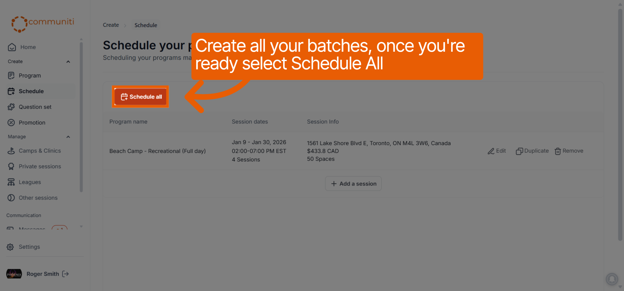 Schedule All Sessions