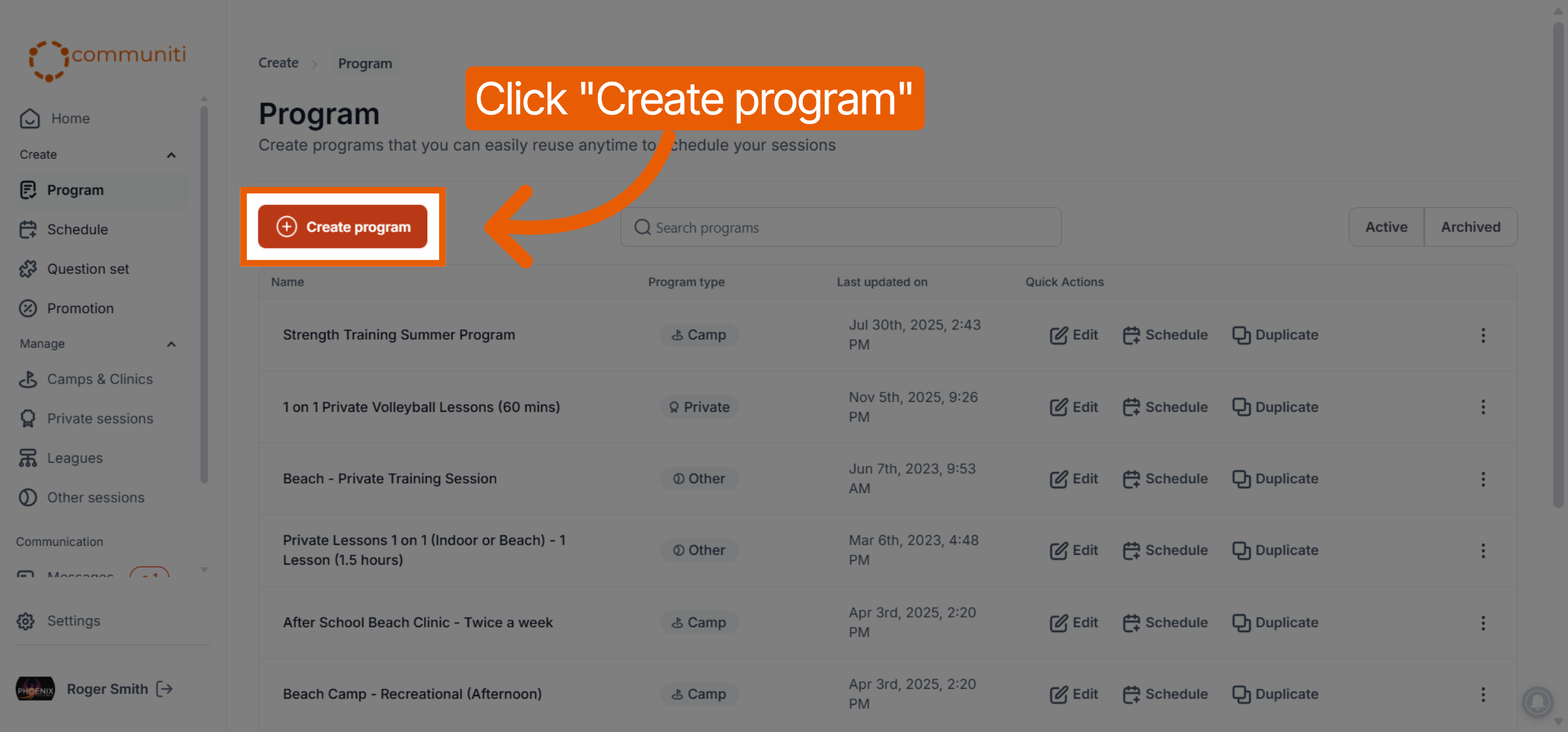 Initiate Program Creation