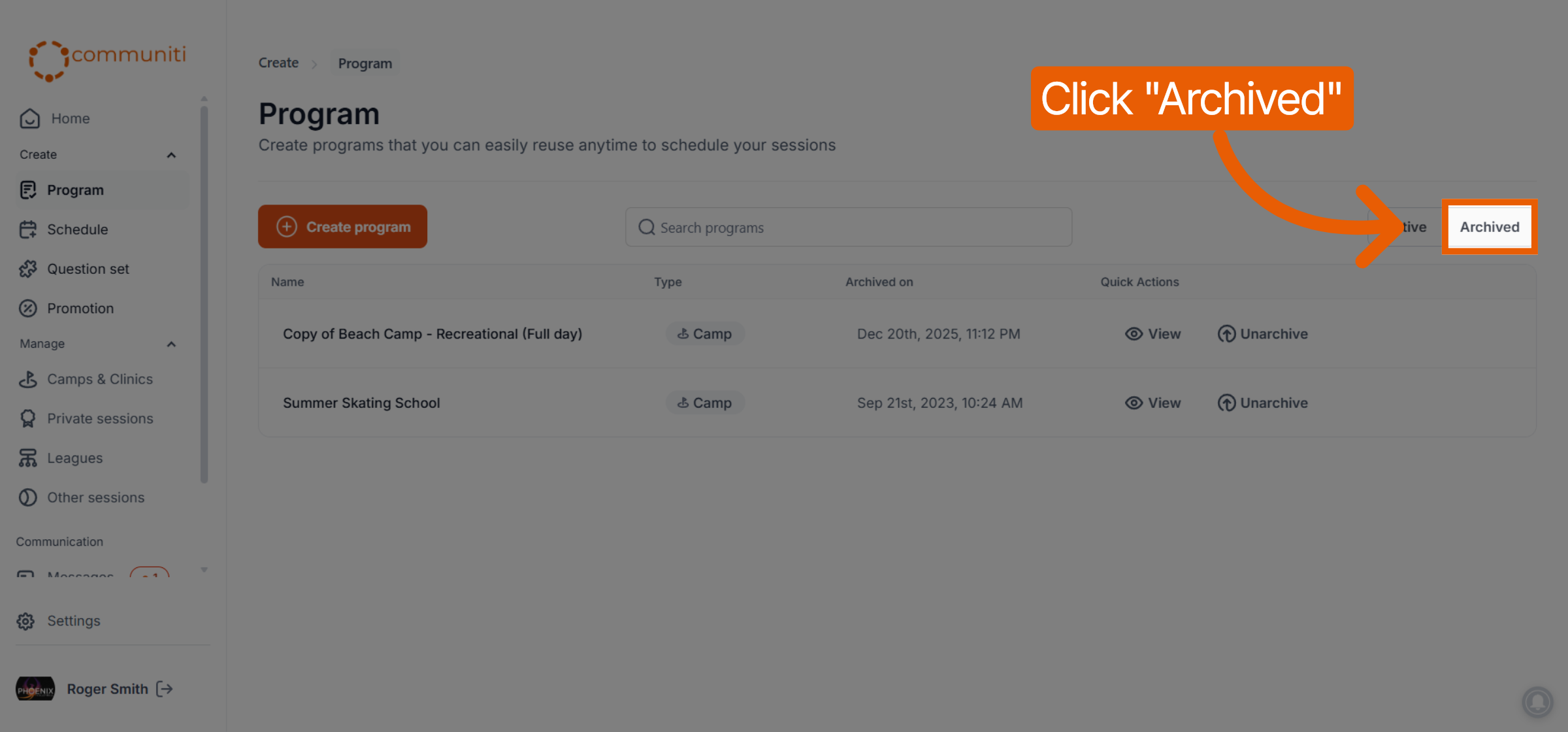 Access Archived Programs