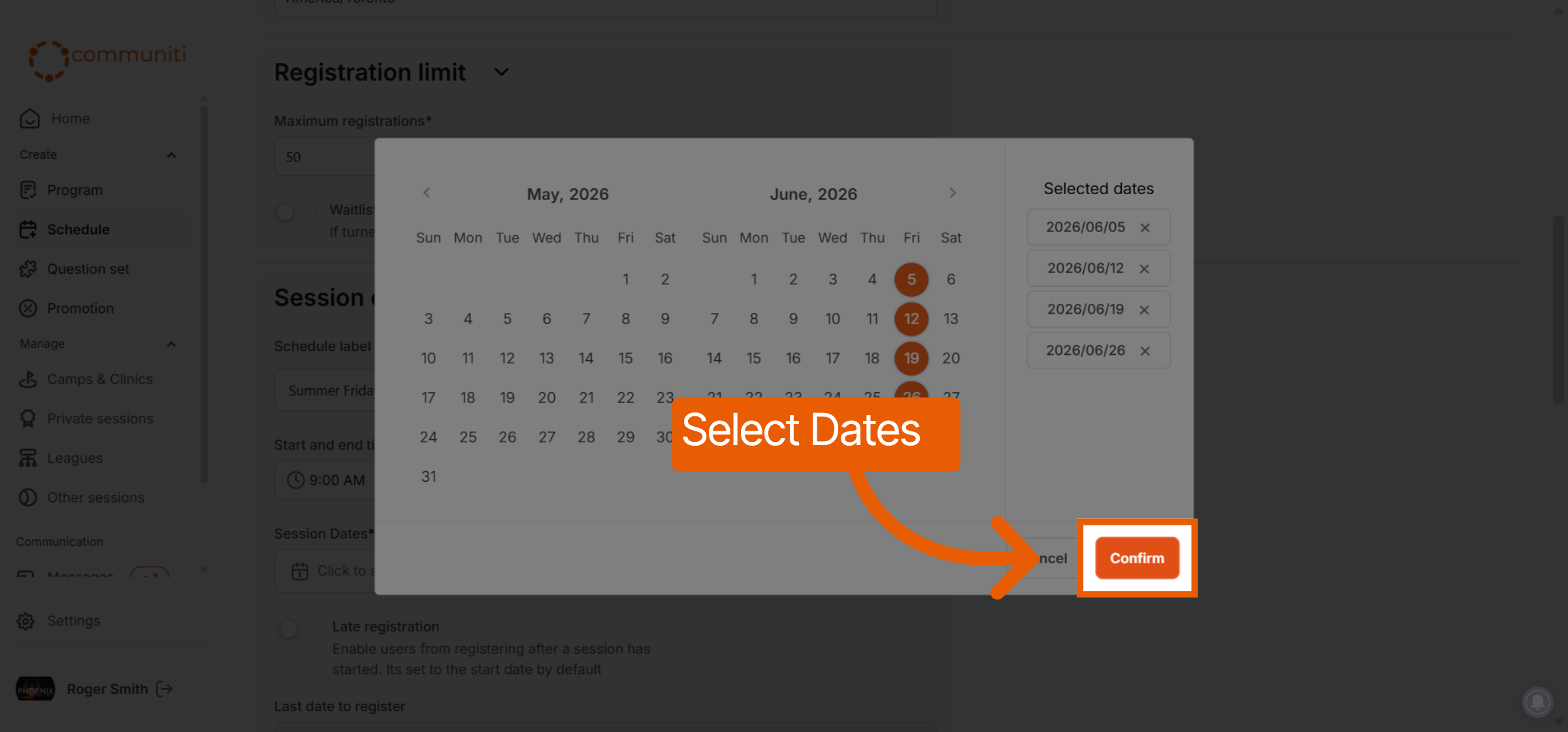 Confirm Dates