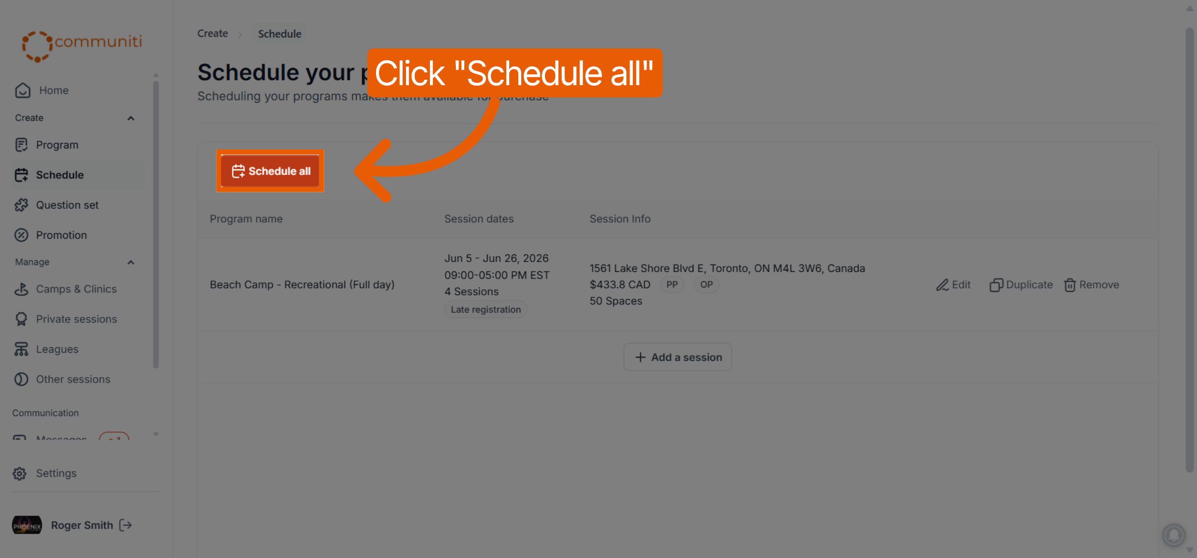 Schedule All Sessions