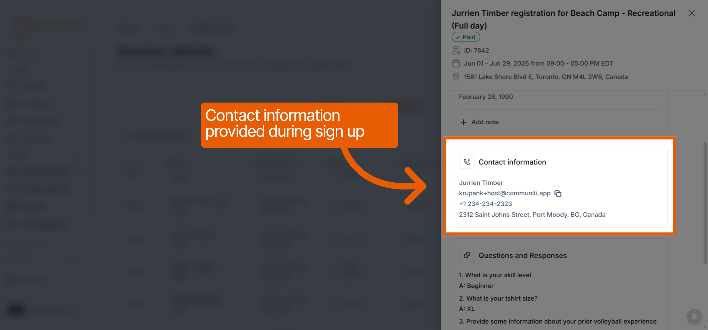 View Contact Information