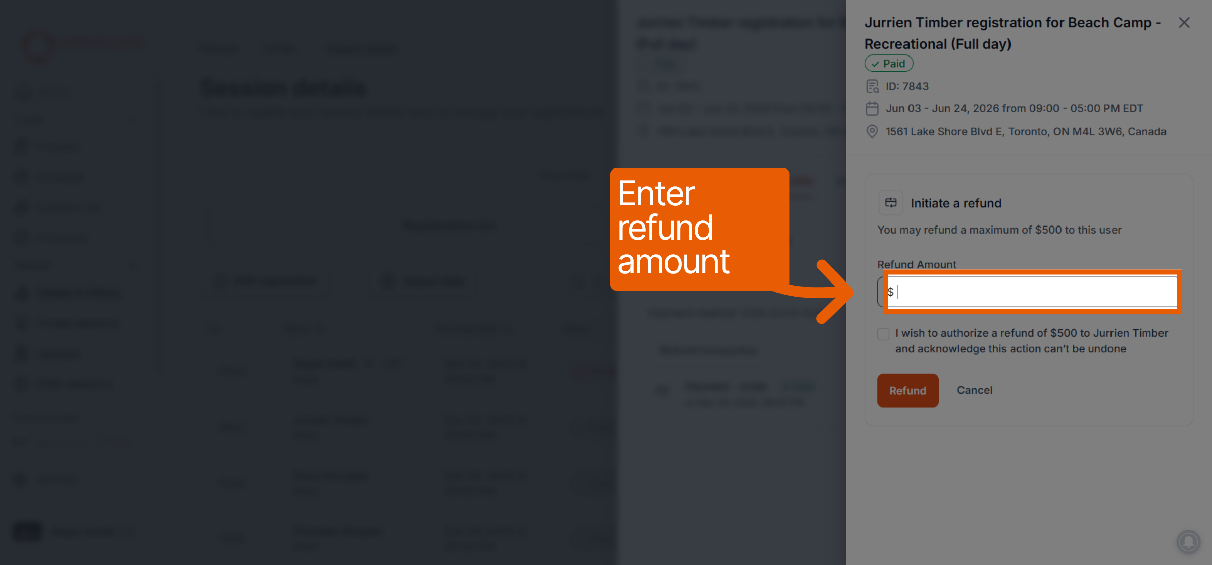 Confirm Refund Action
