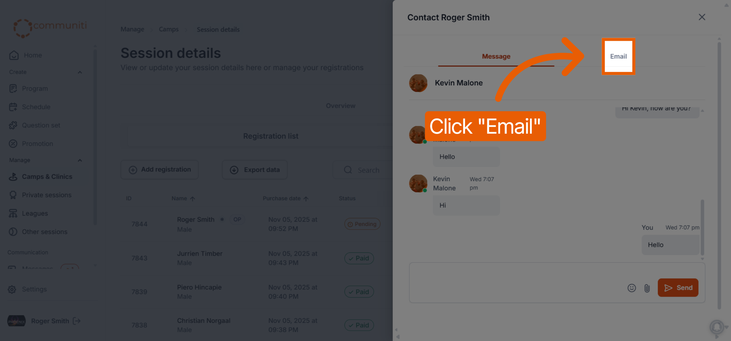 Choose Email as Message Type