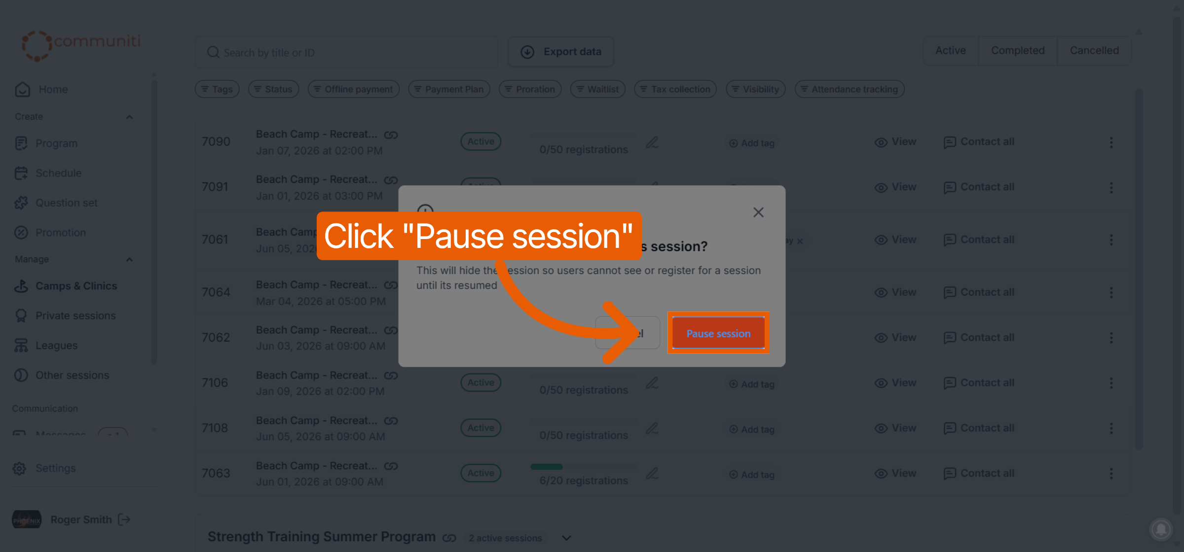 Confirm Session Pause