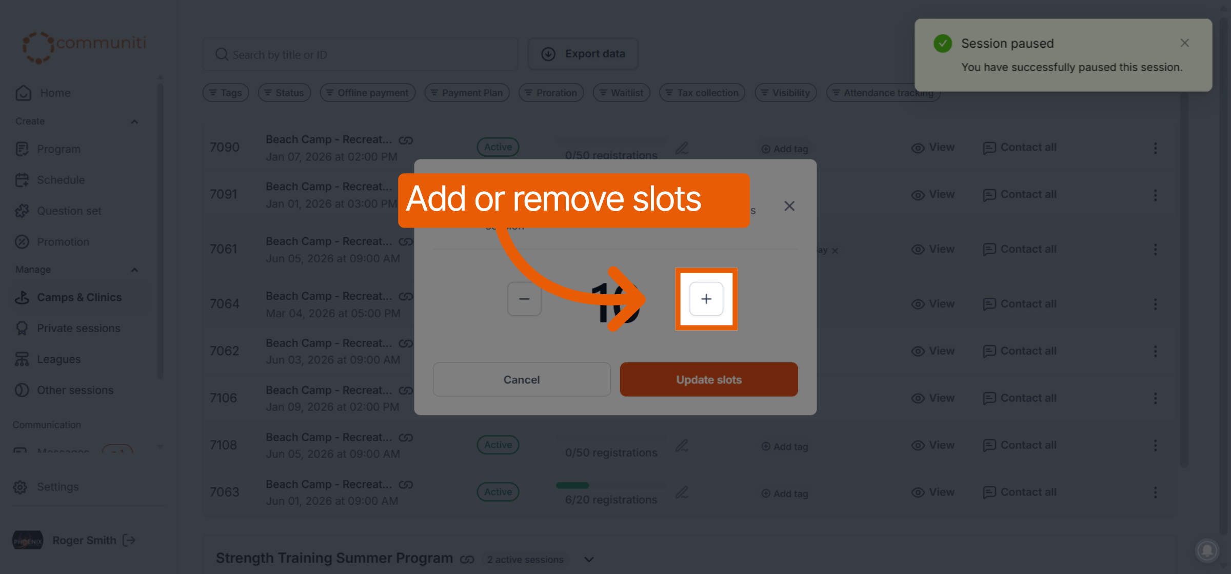 Select Slot Update Option
