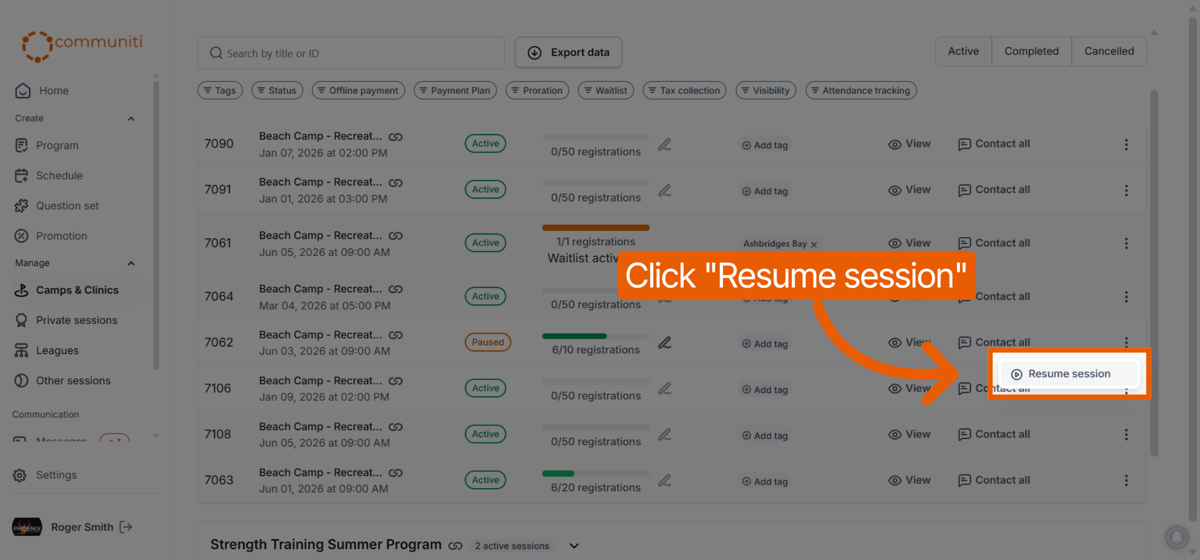 Resume the Session