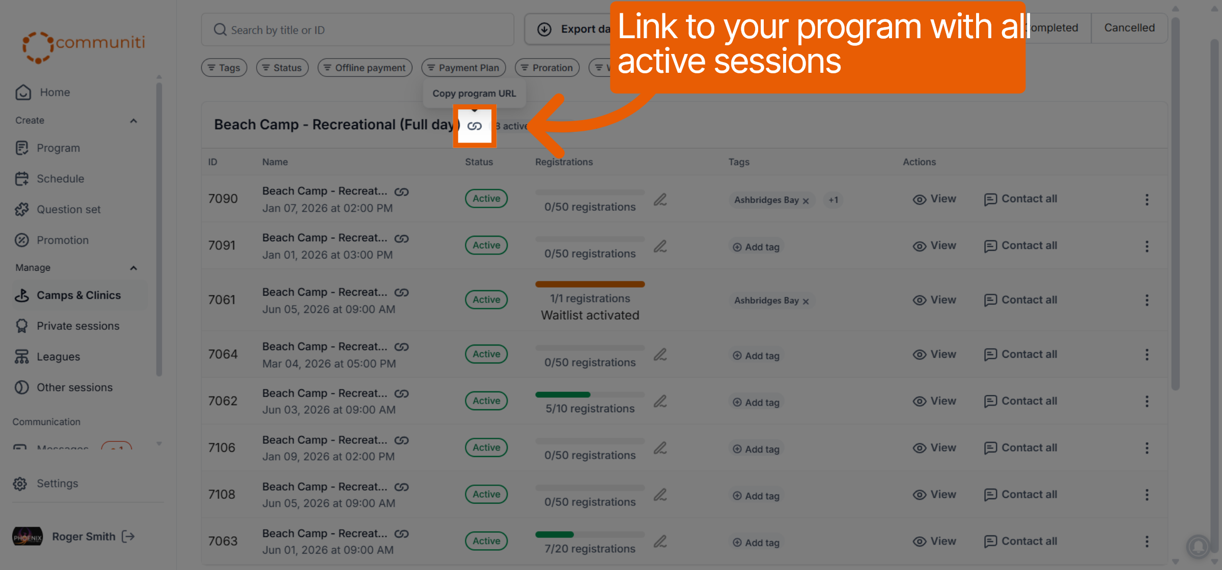 Manage Booking Links