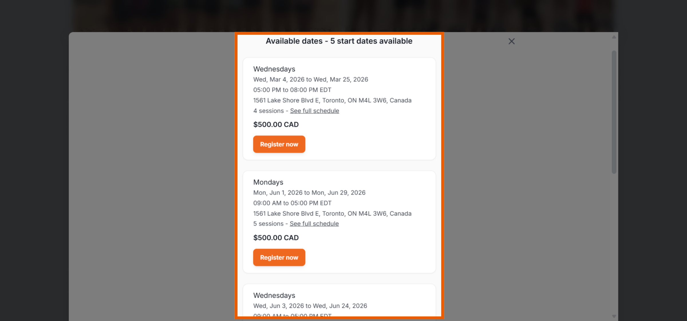 Select Session Details