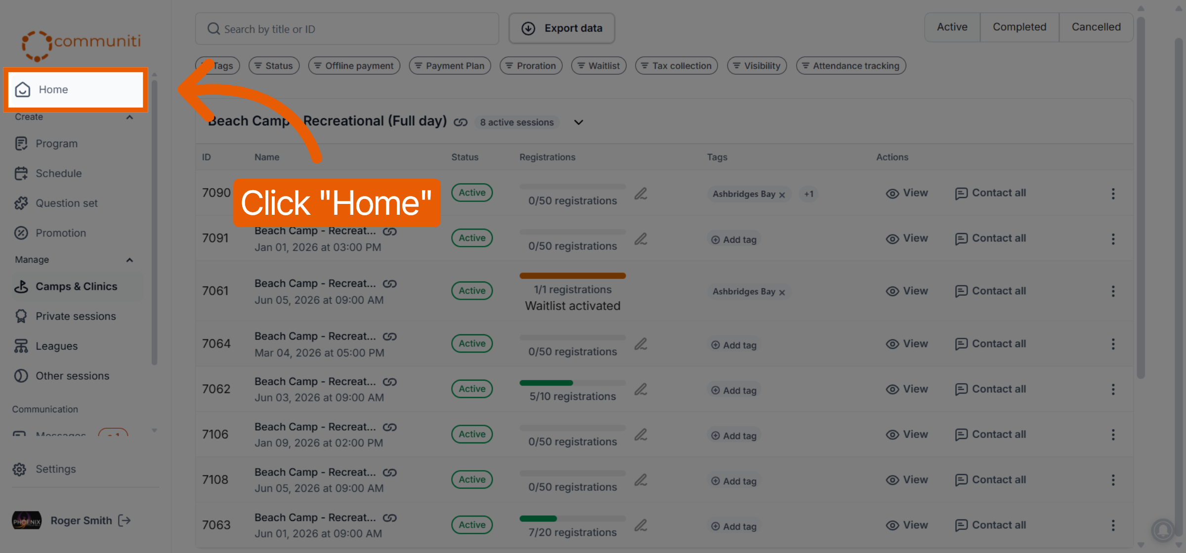Navigate to Home Page
