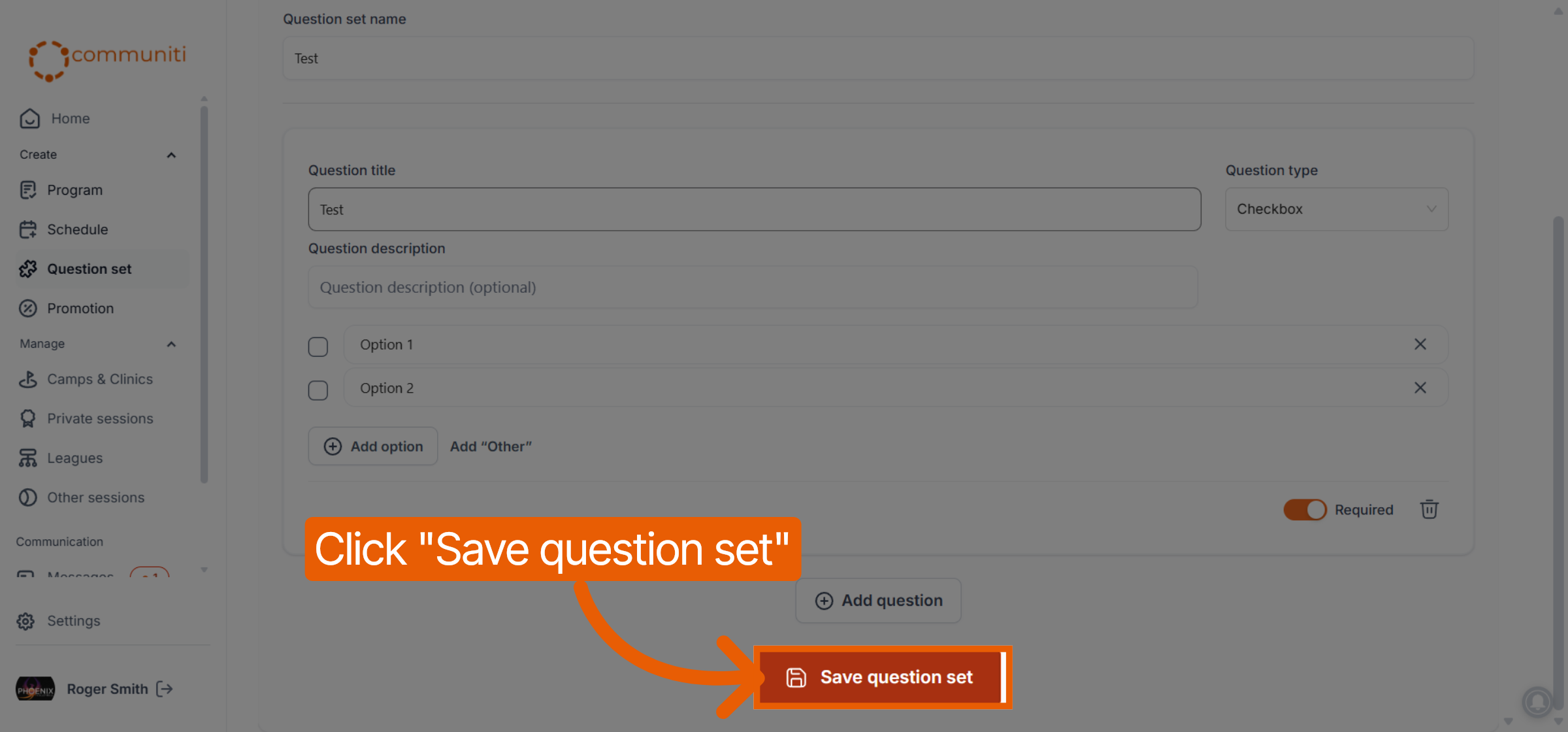 Save Question Set