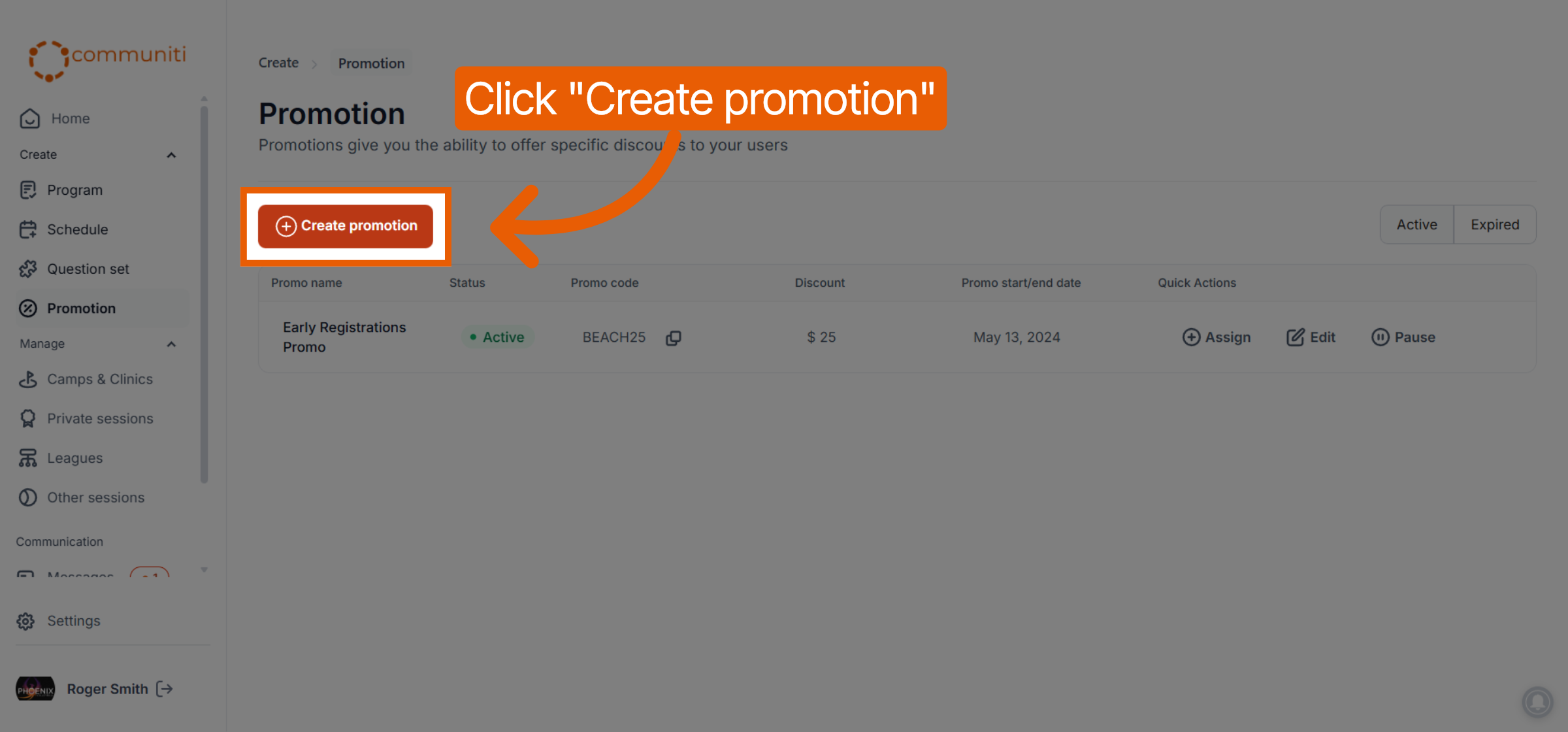 Open Create Promotion