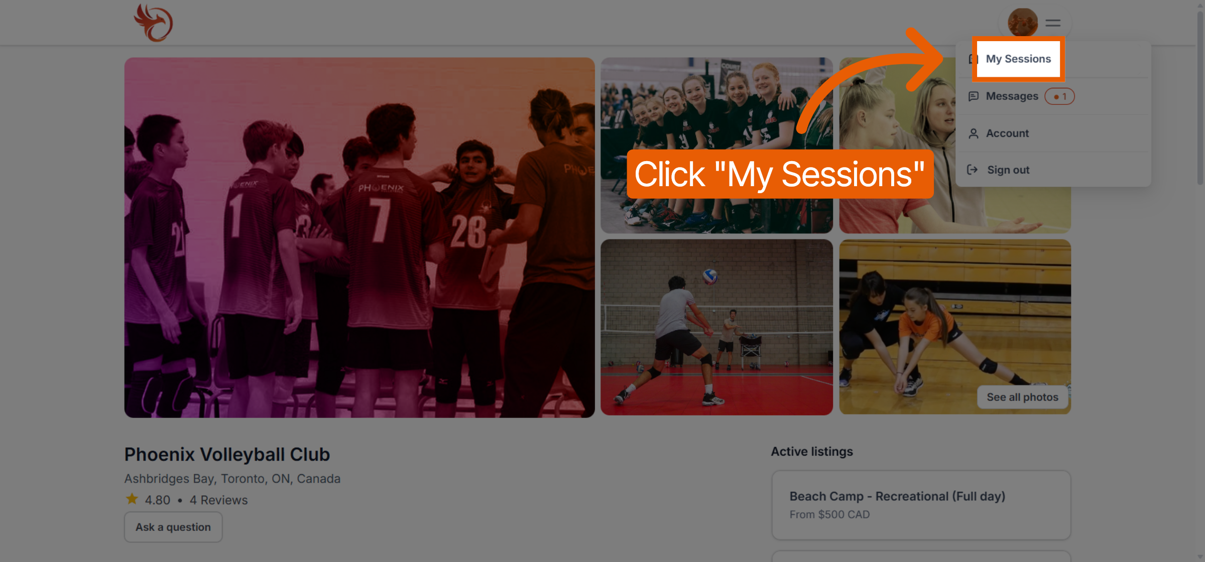 Go to My Sessions