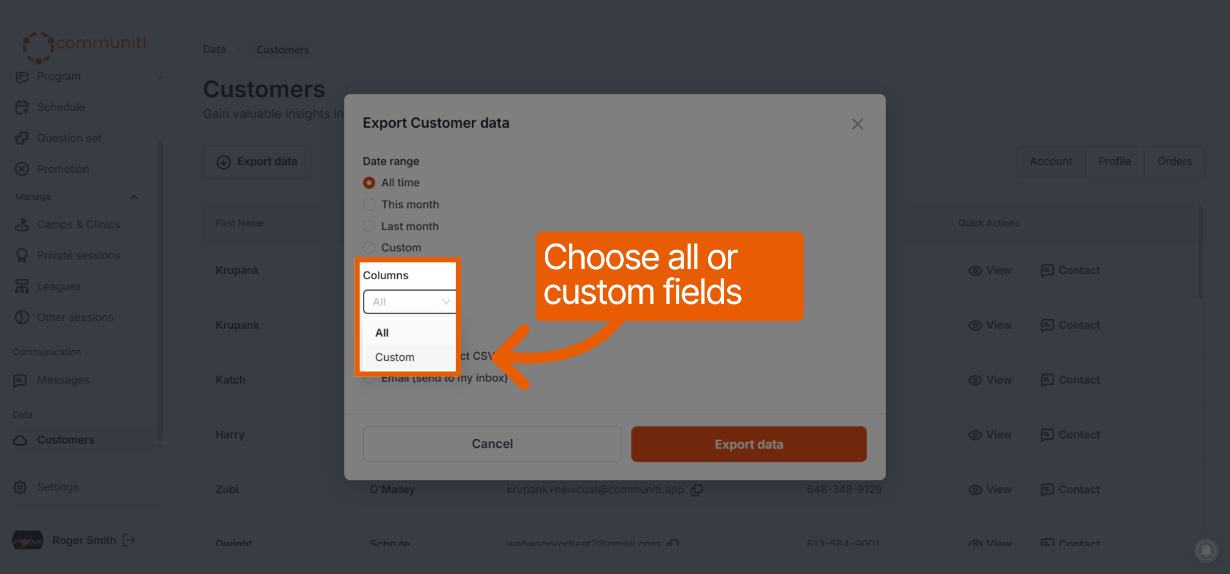 Switch to Custom Export