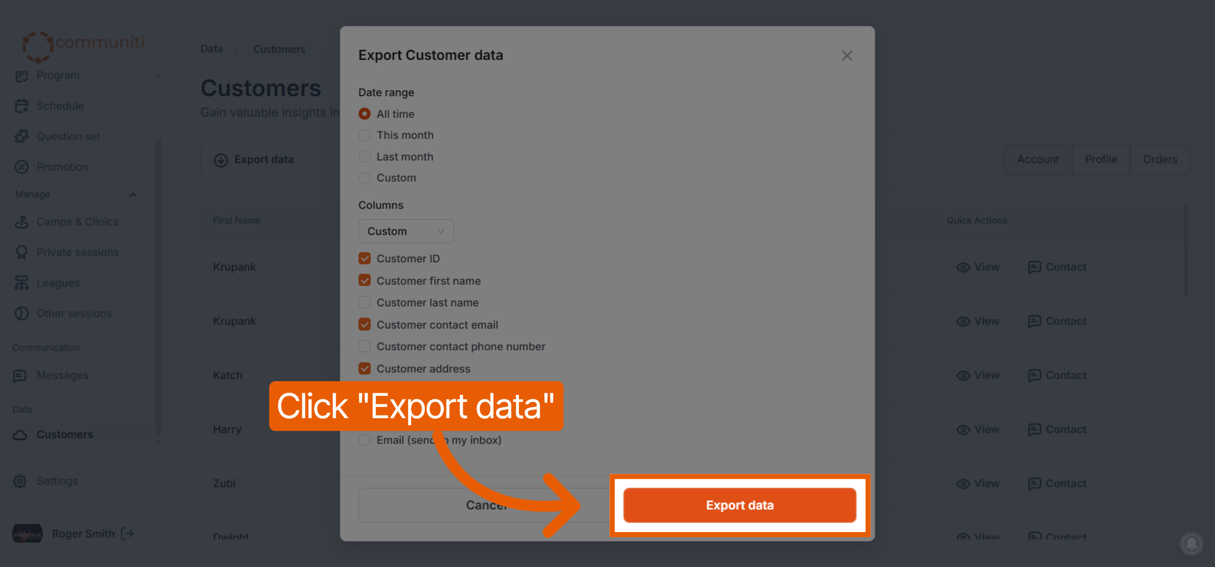 Initiate Data Export
