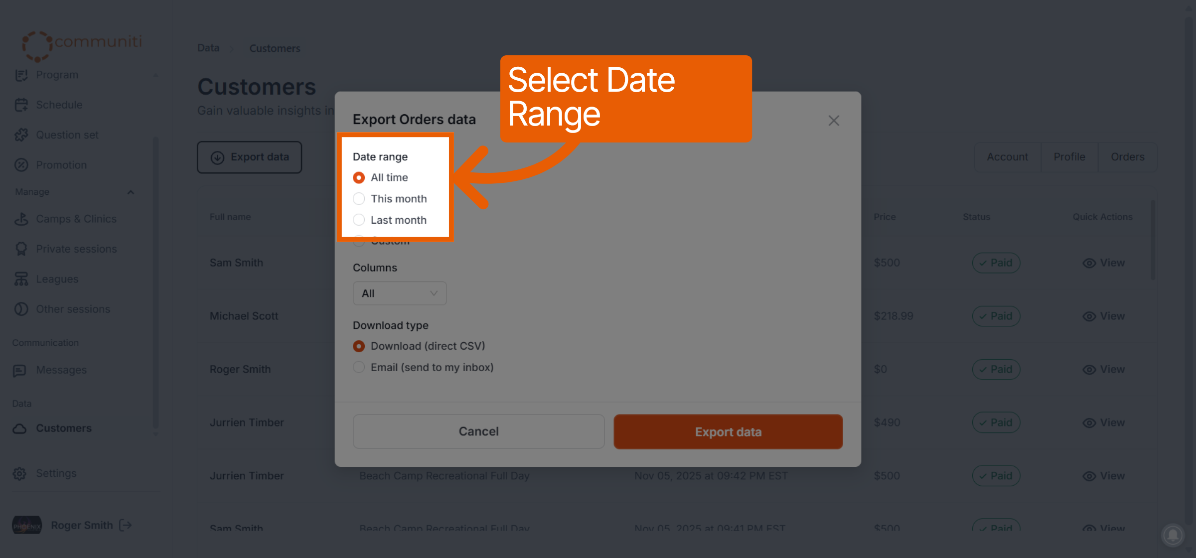 Select Time Range