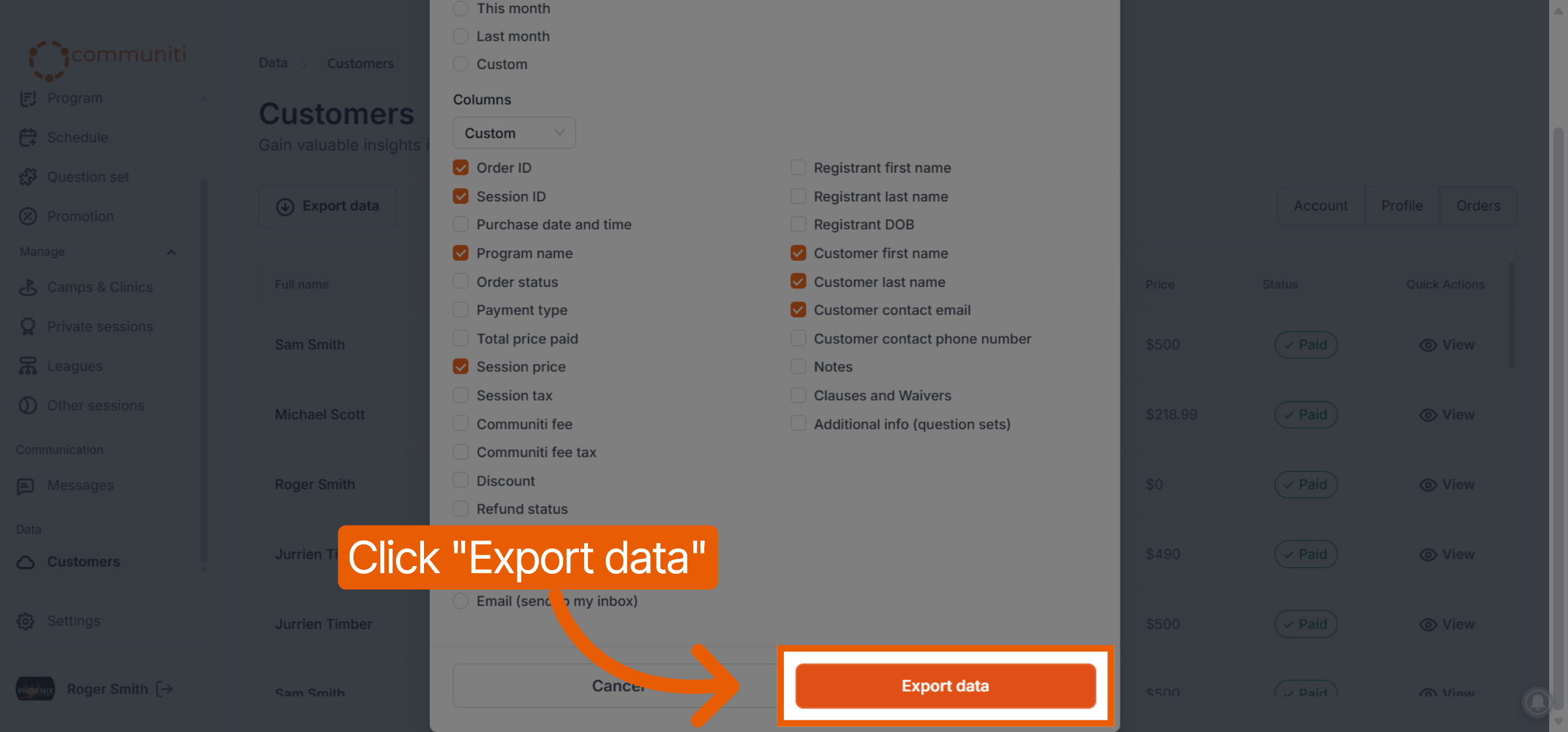 Execute Data Export