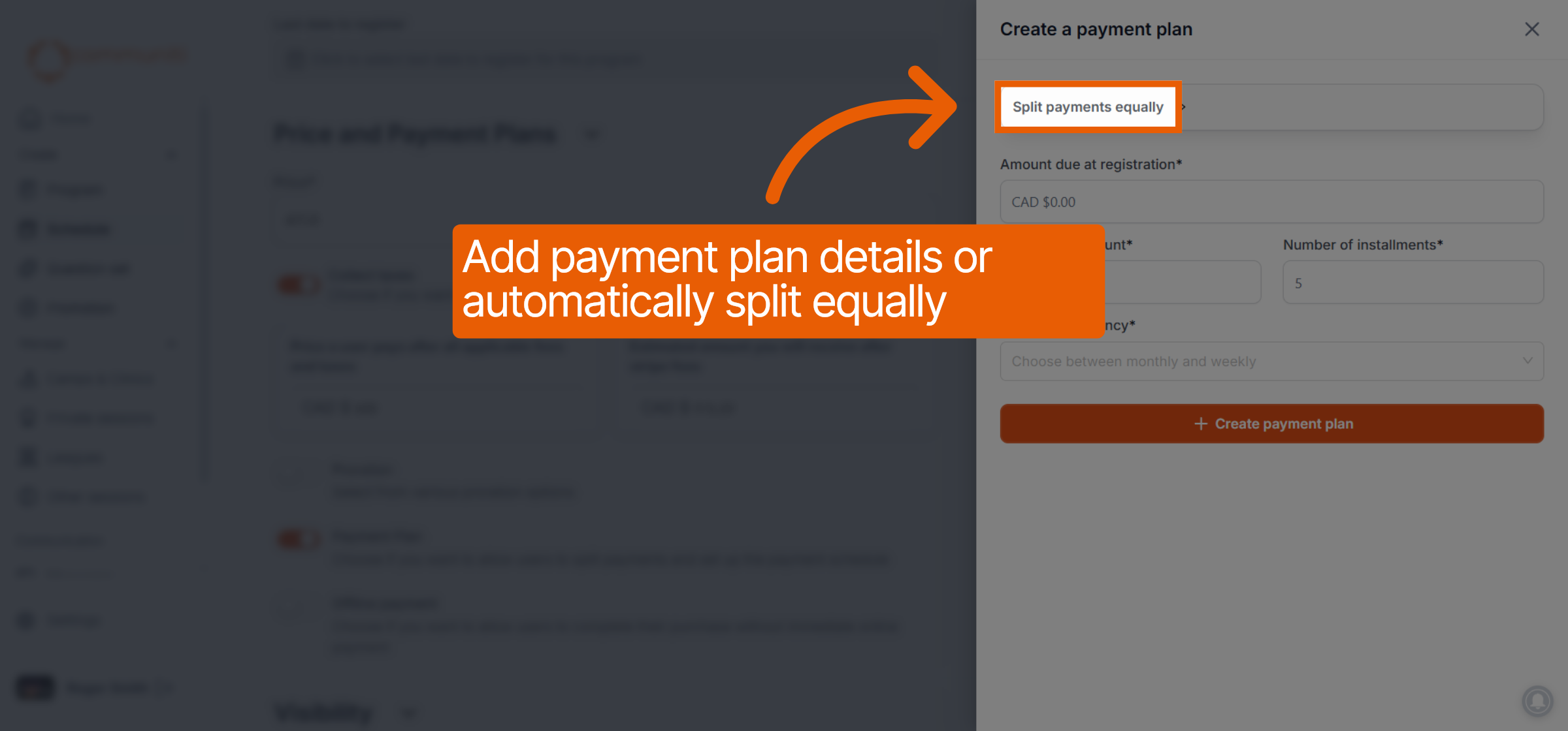 Select Equal Split Payments