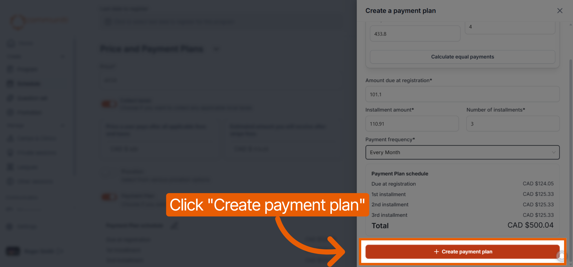 Create Payment Plan