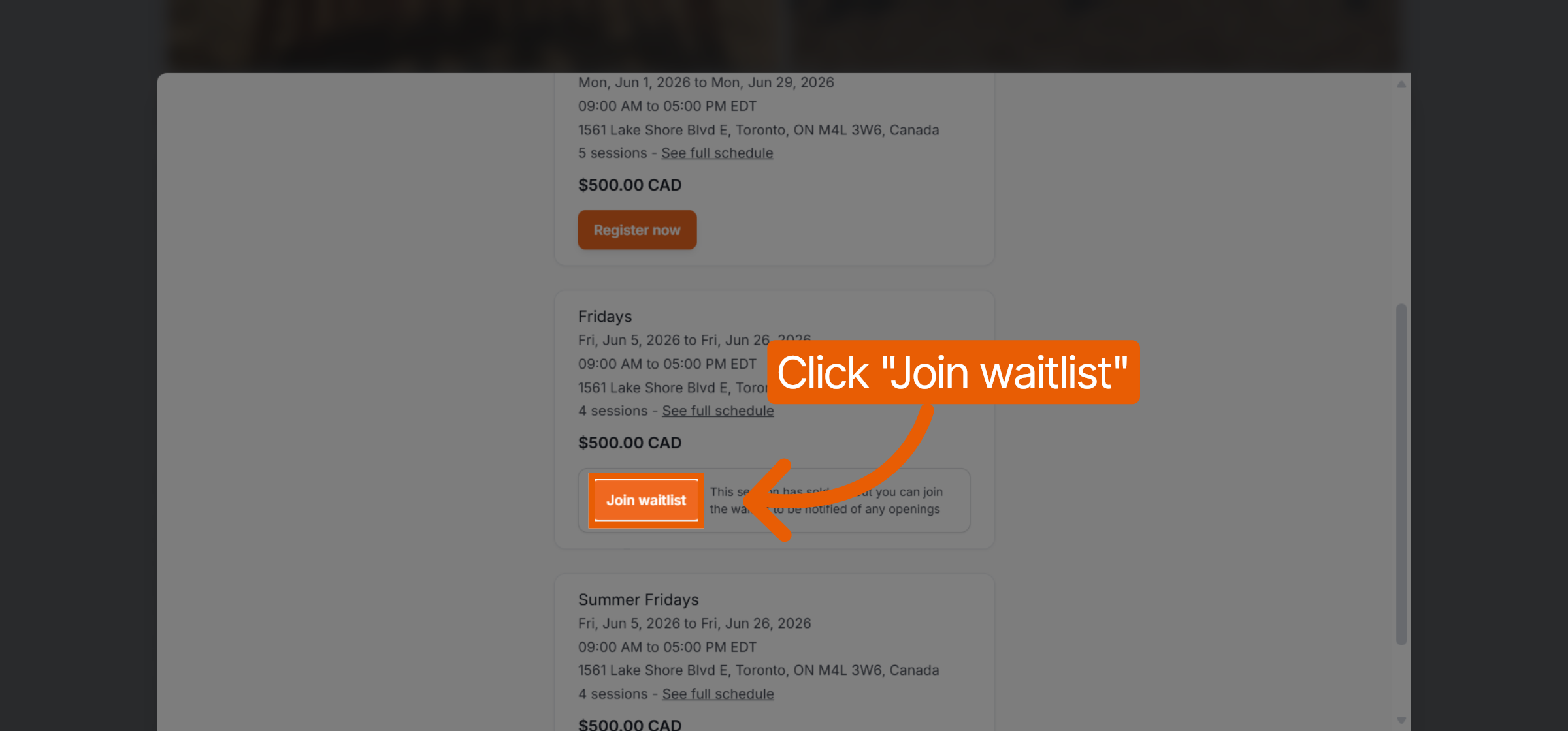 Initiate Waitlist Join