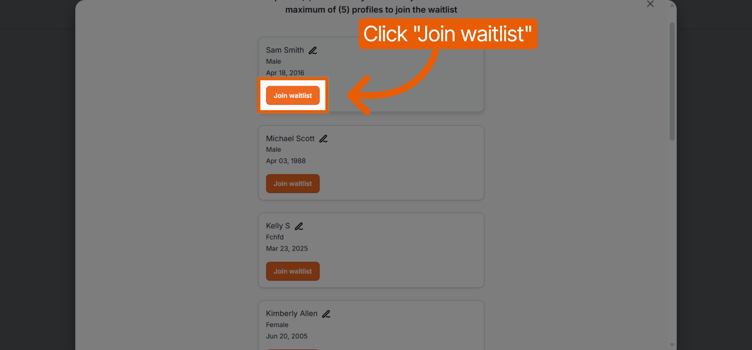 Repeat Waitlist Confirmation