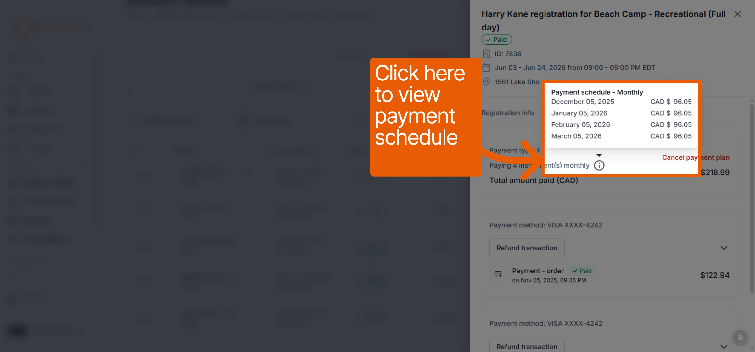 Open Payment Details