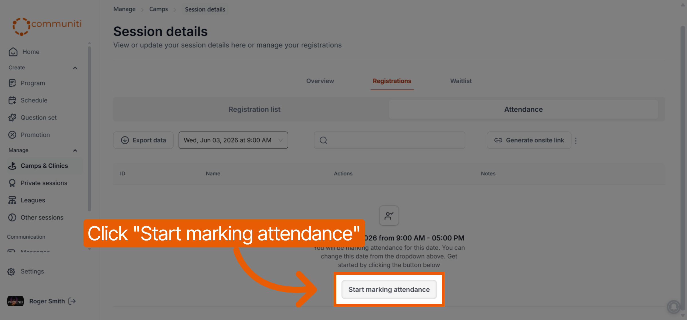 Start Attendance Marking